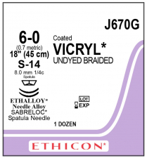 SUTURE VICRYL CTD 6/0 18  (J670G)    BOX/12