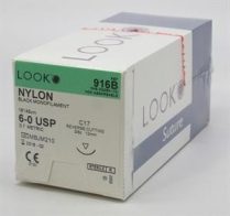 SUTURE NYLON NYLUS 6/0 12MM (L916B)    BOX/12