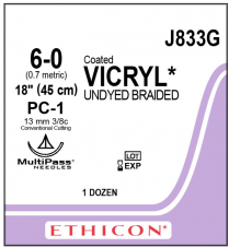 SUTURE VICRYL CTD 6/0 13MM (J833G)     BOX/12